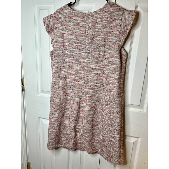 Loft Coral, Pink Boucle Knit Flutter Sleeve Shift Dress Size 24 Plus Sweater Fee - Picture 6 of 10